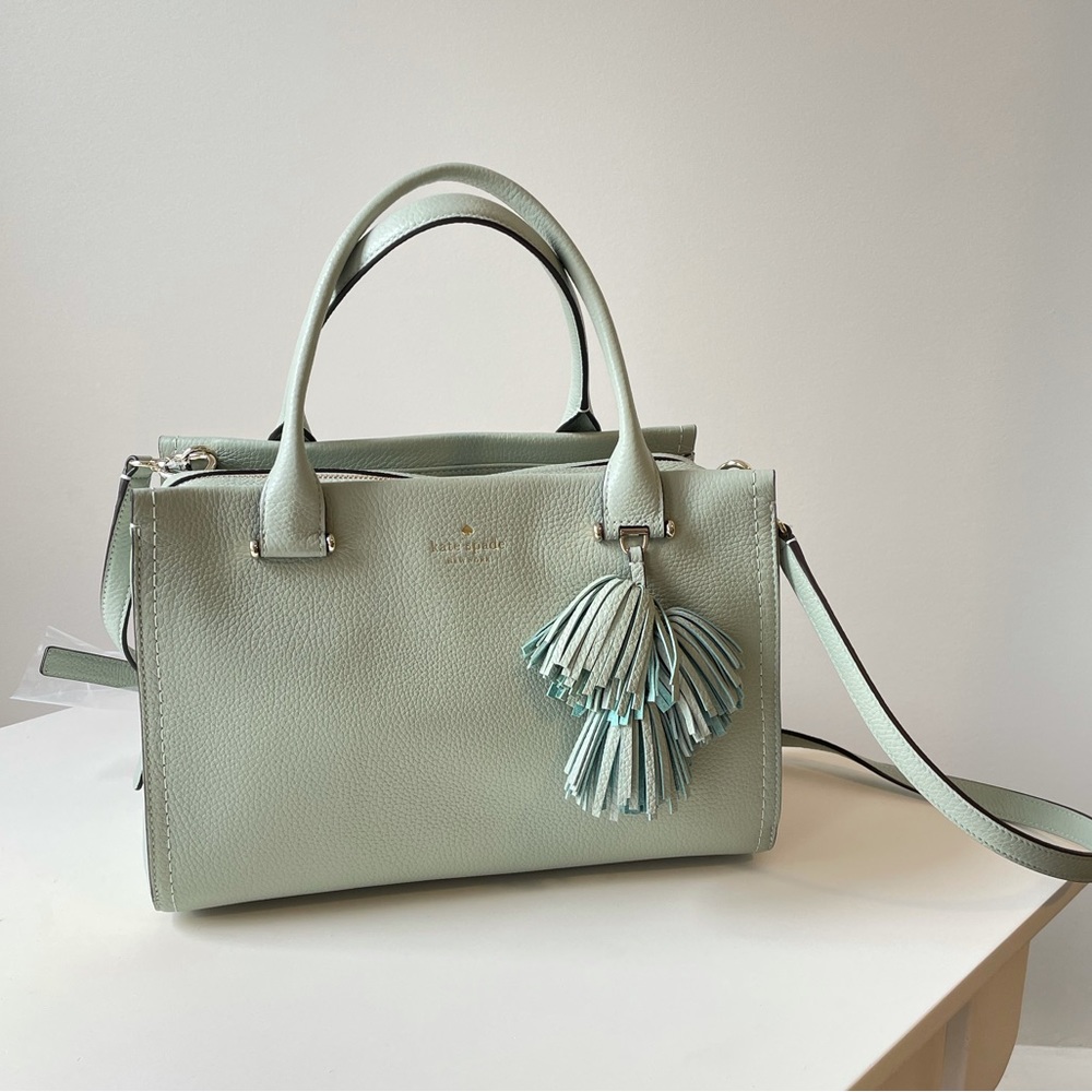 NWT Kate Spade Palmer Drive Maryam Pebbled Leather Satchel Light Pistachio